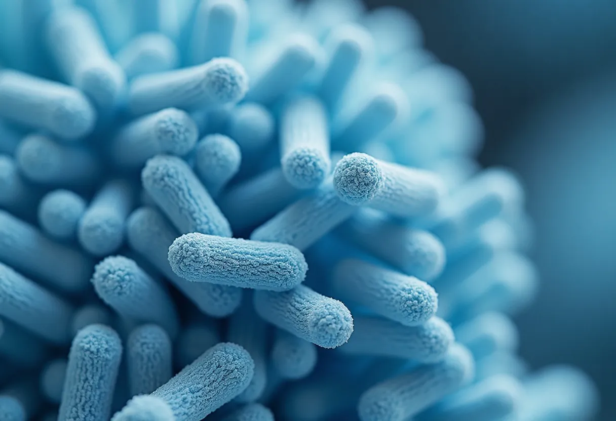 Micrograph of a bacterial biofilm on the surface of a tooth